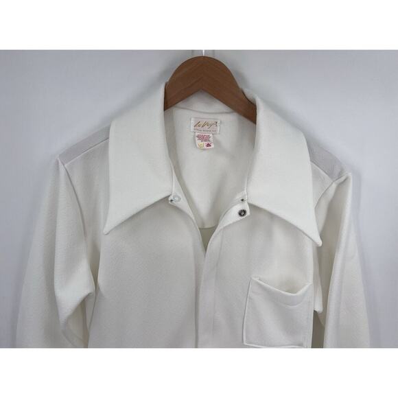 Vintage 70s Le Voy White Disco Leisure Jumpsuit Polyester Retro Groovy - Picture 2 of 15